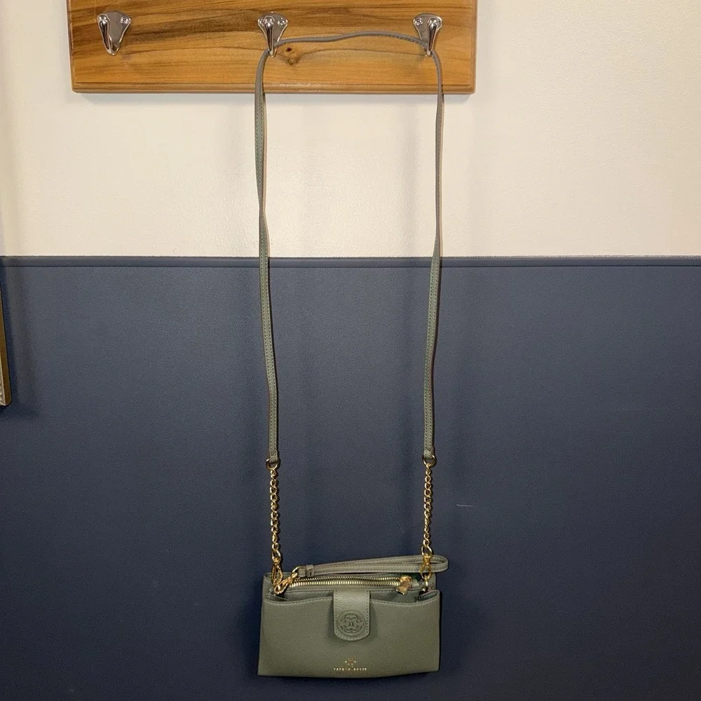 Nanette Lepore Sage Green Crossbody Purse Chain Strap Wallet Bag Pebbled NWOT
